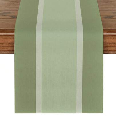 1pc Faux Linen Table Runner, Boho Striped Table Runner, Table Runner For Ramadan, Bohemian Style Tablecloth, Modern Living Room Dining Mat, Washable, Suitable For Kitchen, Dining Table, Party Wedding Decor, Vintage Linen Style, Applicable For Entryway, Family Gathering, Coffee Table, Living Room