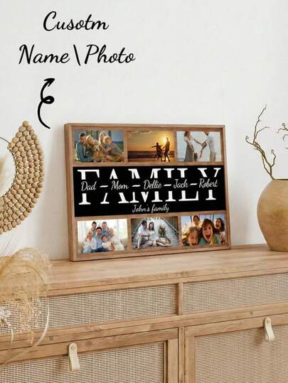 Customized Multi-Photo Wooden Plaque For Mother's Day, Personalized Wooden Sign, Couple Customized Hanging Plaque, Valentine's Day Gift, Birthday Gift, Anniversary Gift, Couple Gift, Home Decor, Souvenir, Cute, High Quality, Birthday Gift, Wedding Anniversary Gift, Graduation Souvenir, Mother's Day Father's Day Gift