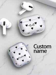 1 pieza Funda personalizada para auriculares, Funda protectora de TPU suave para auriculares, Funda para auriculares con diseño personalizado unisex, Compatible con auriculares Apple 1/2/3/4/Pro/Pro2, Elegante, Colorida, Minimalista, Kawaii, Personalizada, Única, Regalo para novio - transparente - Ver 1