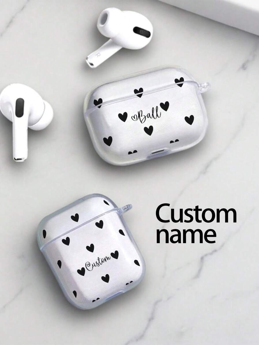 1 pieza Funda personalizada para auriculares, Funda protectora de TPU suave para auriculares, Funda para auriculares con diseño personalizado unisex, Compatible con auriculares Apple 1/2/3/4/Pro/Pro2, Elegante, Colorida, Minimalista, Kawaii, Personalizada, Única, Regalo para novio - transparente - Ver 1