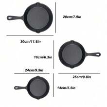 1 pieza Sartén de hierro fundido, sartén de hierro fundido sin recubrimiento, sartén pequeña para uso doméstico, sartén de fondo plano antiadherente, juego de utensilios de cocina de olla de hierro con estilo antiguo, sartén anti-salpicaduras de aceite - Ver 7
