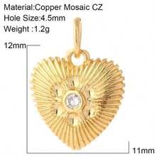 1个铜质时尚优雅迷你心形吊坠，DIY手链项链耳环首饰配件 - 彩色 - 查看 13