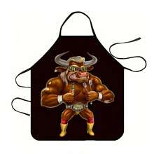 1件可爱趣味动物图案涤纶围裙，适用于厨房和家居使用 - 多色 - 查看 2