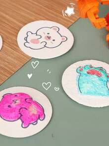 20件套木浆海绵绘画套装，3D圆形水溶性压缩木浆海绵，泡沫纹理纸，DIY手工玩具（10块木浆海绵，5个滴管，5支画笔） - 套裝 - 查看 9