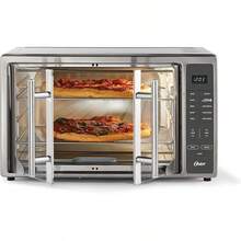 Horno Oster con freidora de aire ofrece 10 funciones,  tostador de encimera lo suficientemente grande para 2 pizzas puertas francesas de acero inoxidable, tamaño XL,  potencia de 1700 watts - Tipo de Enchufe A USA (110-127V) - Ver 1