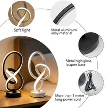 1pc Modern Minimalist Twist 8 Shape Desk Lamp, 3 Color Changing, Suitable For Creative Decor, Mood Lighting, Living Room, Bedroom, Dining Room, Bedside Lamp - 插電三色款 - 查看 8