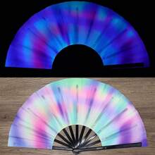 5支/套 大型可折叠西瓜形日式舞蹈扇，适合节日派对和表演，轻便，可搭配彩虹服装、迪斯科、霓虹派对装饰，可折叠设计便于携带。 - 多色 - 查看 16