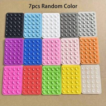 7-Piece Portable Movable Phone Stand, Square Universal Phone Suction Cup, Super Strong Silicone Non-Slip Phone Case, Hands-Free Selfie And Video Accessories, Multi-Functional Phone Accessories Suitable For All Models