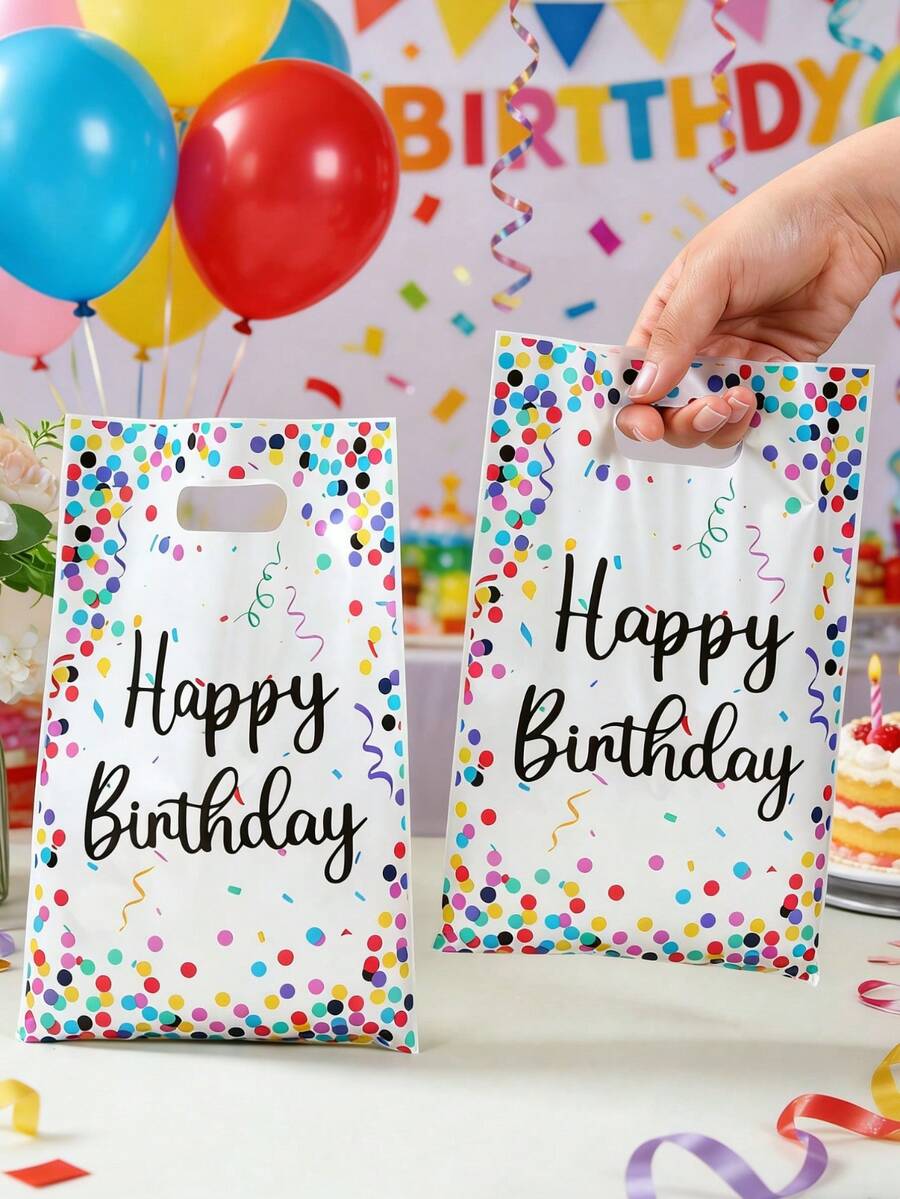 50pcs Colorful Polka Dot Gift Bags, Happy Birthday Tote Bags, Baby Shower Party Favor Bags, Gender Reveal Party Tabletop Decor, Birthday Party Goodie Bags, Happy Birthday Decorations, Welcome Baby Girl Party Supplies, New Born Boy Party Favor Packaging, First Tooth Theme Party Decorations, Boutique Shopping Bags, Room Decor, Home Decor, Birthday Gifts, Party Favors