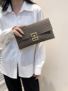 简约别致优雅手拿包，新款时尚休闲女士腋下信封手提包 - 咖啡 - 查看 3