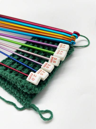 [27cm Extended] 11pcs Colorful (Random Color) Aluminum Crochet Hook Set 2.0-8.0mm Knitting Single-Ended Needles - Smooth Handle Crochet Hooks - DIY Yarn Weaving Tools - Gift Set For Friends And Family