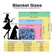 Disney 卡通主题印花法兰绒毯 - 柔软舒适，适合旅行、露营、沙发、床上用品 - 现代简约卡通印花，四季皆宜的舒适床上用品，用途广泛 - 多色 - 查看 4