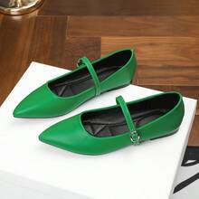 2026 Pointed Toe Comfortable Mary Jane Shoes, Fashionable Strap Versatile Flat Shoes - Green - View 17
