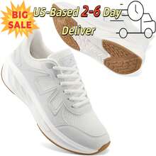 Women's White Platform Sports Shoes - Ultra-Lightweight & Breathable Mesh Lace-Up Sneakers With Thick Wedge Sole For Women, Non-Slip Athletic Shoes For Running, Cycling, Walking, Tennis, Gym Training, Yoga & Outdoor Workouts | All-Season Comfortable Sneakers For Daily Casual Wear.White Shoes,Women's Shoes,Valentine's Day,Beach Shoes,White Sneakers For Women,Tennis Shoos,Platform Sneakers. - trắng - Xem 1