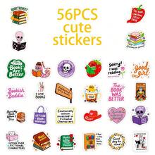 56pcs Book Reading Text DIY Creative Graffiti Stickers, Tablets, Computers, Laptops, Phone Cases, Guitars, Desktops, Water Bottles, Suitcases, Skis, Decorative Art Stickers, Hand Account Decorative Stickers - Multicolor - View 3