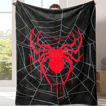 1pc Dripping Red Spider Web Flannel Throw Blanket, Gothic Cobweb Pattern In Black Gray For Superhero Fans, Adults |     For Game Room, Lounge, Man Cave, Themed Decor, Multiple Sizes 50x60 To 60x80 Inches - Nhiều màu 1 - Xem 8