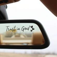 Trust In God' Heart-Shaped Rearview Mirror Sticker - Inspirational Religious Mirror Decal, Matte Finish, Self-Adhesive For Glass Surfaces, Faith-Based Car Decoration - A - View 3