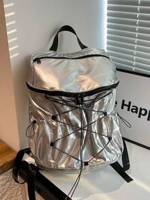 Functional Style Backpack | Interpret The Aesthetics Of Travel In All Scenarios Cross Straps - A Set Of Equipment To Unlock The Absolute Visual Sovereignty Of Daily Commuting And Short Trips The Front Cross-Strap Design Collides With The Black Wide Shoulder Strap To Create A Vintage Layering. Top Handle Adjustable Wide And Thick Shoulder Strap To A Comfortable Double Shoulder - Multicolor - View 6