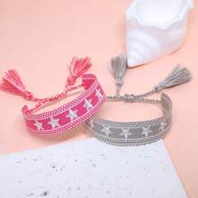 2pcs/Set Embroidered Star Handmade Braided Friendship Bracelet, Adjustable Size Boho Style, Suitable For Party, Holiday, Wedding, Beach, Travel - Star - View 6