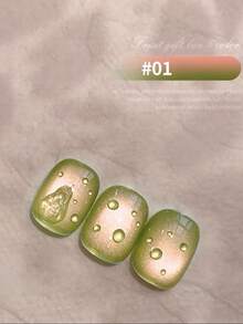 10毫升春夏新款水果礼盒猫眼指甲油凝胶 2026 新款闪亮冰透明青苹果蓝莓玻璃珠猫眼美甲美甲用品绿色美甲橙色美甲 - 彩色 - 查看 15