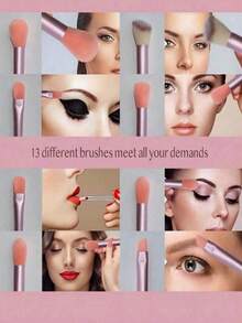 33pcs Makeup Brush Set (With Drawstring Storage Bag), Including Powder Puff, Makeup Sponge, Blush Brush, Foundation Brush, Eyeshadow Brush, Contour Brush, Eyeshadow Brush, Soft Hair Brush, Blush Brush, Professional Makeup Brush Set, Women Makeup Brush Set, Face Washing Brush Set, Brush Kit, Makeup Brush Combo - Pink - View 7