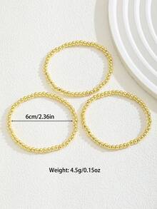 3pcs/5pcs/6pcs/7pcs/8pcs/10pcs/12pcs/15pcs/Set Smooth Shiny Gold Bead Bracelet Set, Suitable For Boys And Girls, Minimalist Jewelry, Perfect For Classroom, Cafe - Gold - View 11