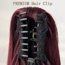 16 Inch Long Wavy Heat-Resistant Synthetic Fiber Ponytail Wig, Ombre Brown To Black Brown To Gold To Wine Red, Suitable For Women, Christmas, Halloween, Music Festivals, And Daily Use - Two-Tone - View 9