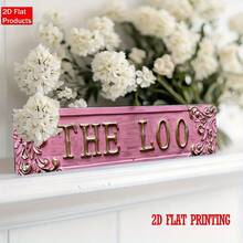 2D Printed 1pc Vintage "The Loo" Metal Sign - Retro Style Wall Decor For Home, Cafe, Garage, Farmhouse, Bathroom, Kitchen, Garden, Gold Lettering & Floral Design, Made Of Artificial Iron, Bathroom Decor (Suitable For 11 Holidays) - Multicolor - View 1