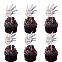 18pcs Glitter Rotten Hand Dessert Cupcake Topper For Mortuary Science Mortician Theme Decor Supplies In Black And Silver With Glitter Finish For Birthday Anniversary Party - As Pic - View 8