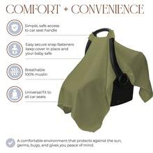 1件/套透气棉纱汽车座椅罩婴儿汽车座椅遮阳篷罩通用型婴儿推车罩轻便婴儿背带罩男女宝宝适用春夏炎热天气 - 彩色 - 查看 8
