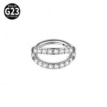 1件钛金CZ铰链式鼻中隔环侧镶锆石耳骨环女士耳廓耳骨穿孔耳环身体饰品 - 如圖 - 查看 15