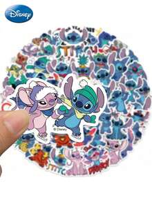 Disney 50PCS  Official Licensed Stitch Vinyl DIY Packaging Stickers Waterproof Scratchproof Non Repeating Styles Fun Valentine Thanksgiving Christmas New Year Birthday Gift For Family Classmates Friends Fans - one-size - View 2