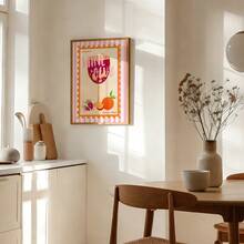 1 pieza Cuadro de arte de pared del club de vinos con estilo preppy, impresiones vibrantes de sangría, pinturas en lienzo, carteles retro de cócteles, decoración de rayas rosa y naranja para la cocina, bar, sala de estar, dormitorio, apartamento, regalo para ella, sin marco o con marco - patrón - Ver 5