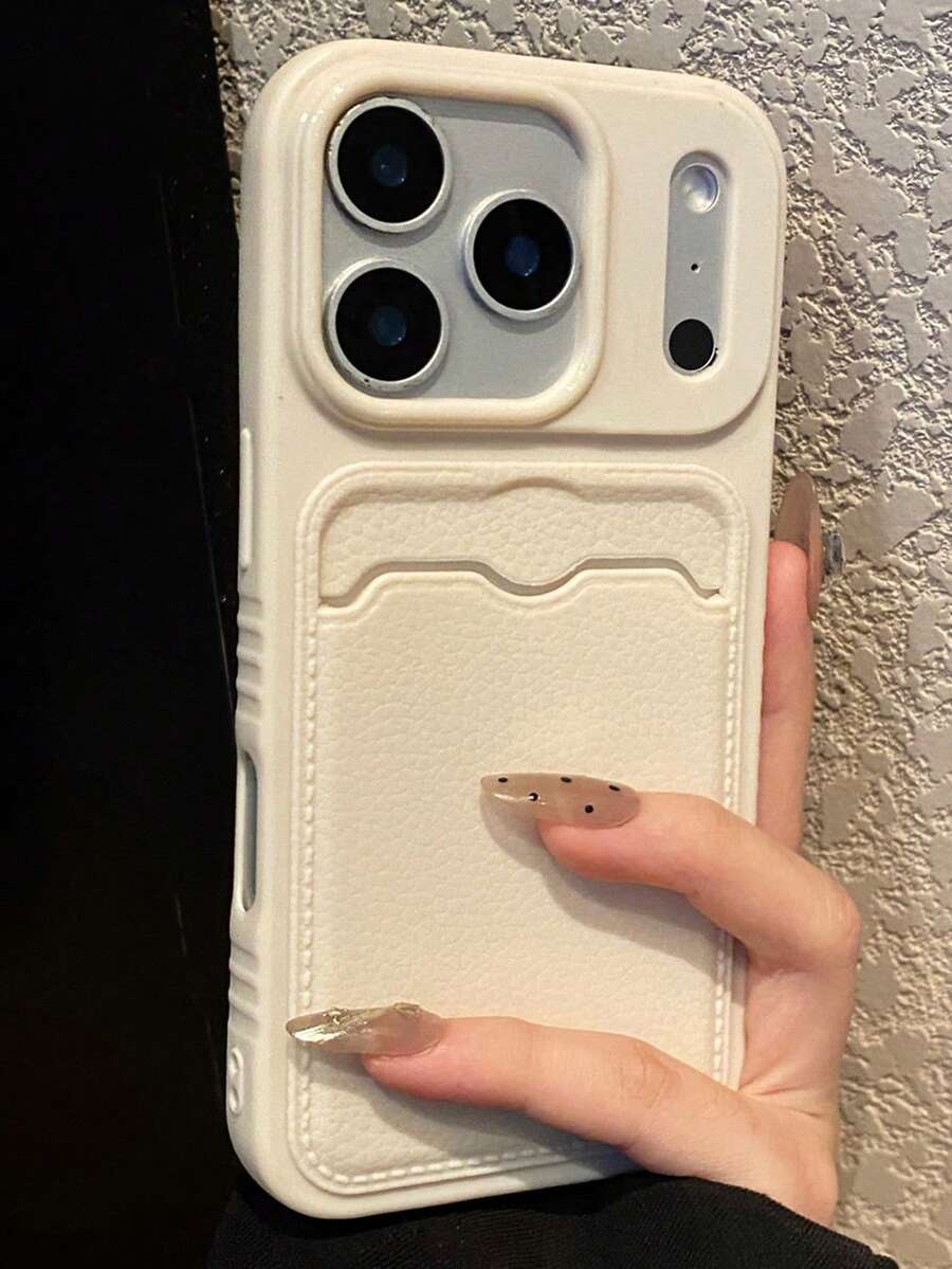 Luxury Leather Big Window Card Pocket Slot Soft Phone Case Compatible With IPhone 17 Pro Max 17 Pro 17 16 Pro Max 16 Pro 16 15 Pro Max 15 Pro 15 14 Pro Max 14 Pro 14 13 Pro Max 13 Pro 13 12 Pro Max 12 Pro 12 11 Minimalist Business Card Clip Cover Card Holder Cover