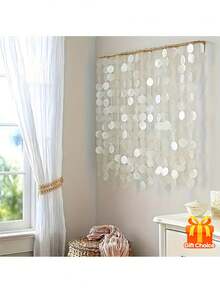 10/30/50pcs 5.0cm Double Hole Mother Of Pearl Discs, DIY Hand-Painted Stickers, Pearl Curtain, Wedding Decor, Mica Pearl Gifts, Feather - Round - View 1