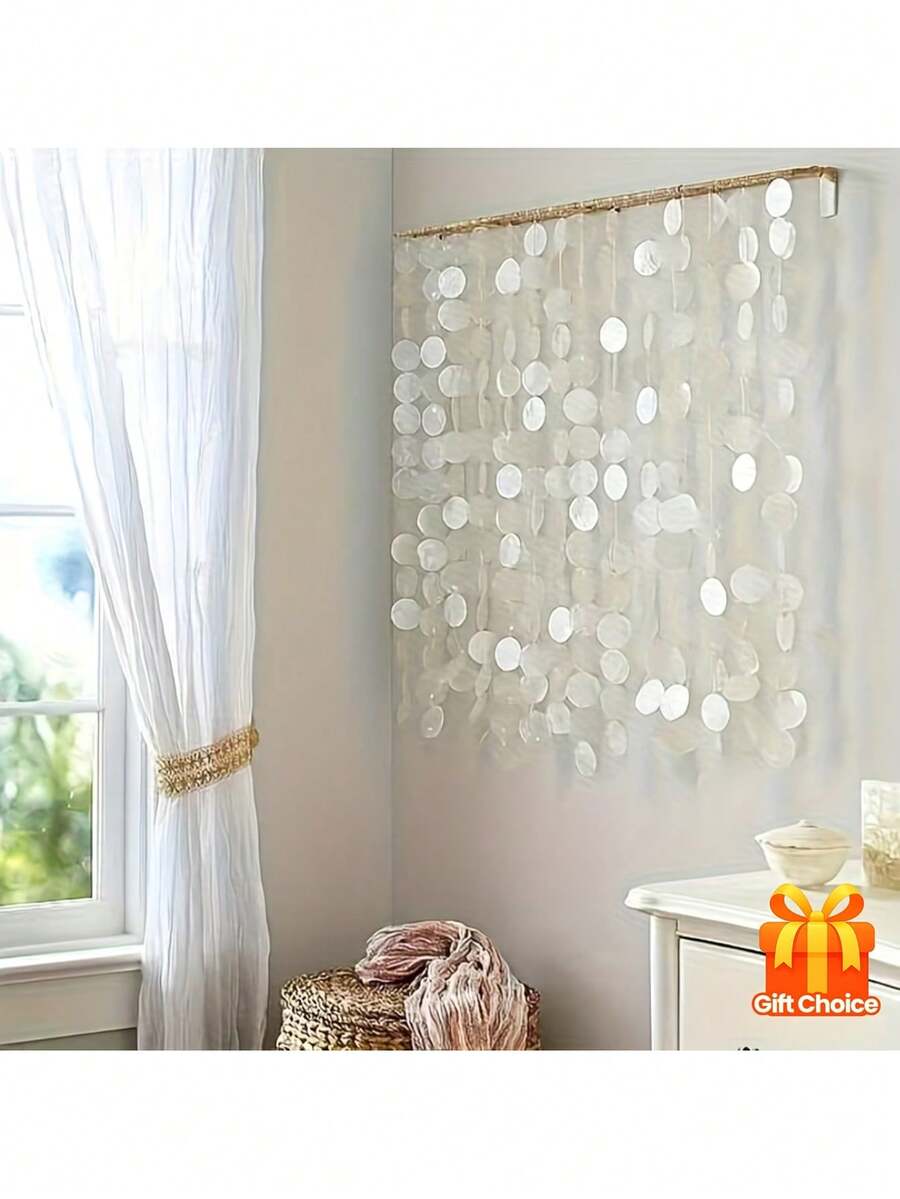 10/30/50pcs 5.0cm Double Hole Mother Of Pearl Discs, DIY Hand-Painted Stickers, Pearl Curtain, Wedding Decor, Mica Pearl Gifts, Feather - Round - View 1