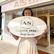 Custom Oval Wall Sign With Gold-Tone Bracket, Includes All Installation Materials, Customizable For Hair Salons, Outdoor Beauty Rooms, Lash Studios And Other Commercial Signage, Modern Decor For Specialty Shops - Multicolor - View 6