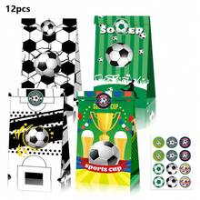 12pcs World Cup Football Party Supplies, Football Field Gifts, Kraft Paper Bags, Stickers, Set Packaging Bags - Multicolor - View 4