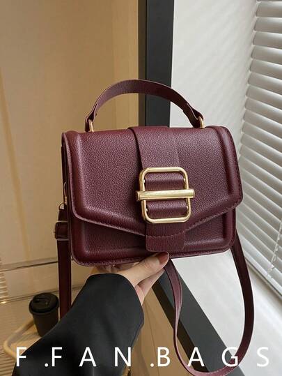 1pc Fashionable Solid Color Metal Decorative Flap Mini Handbag, Suitable For Women Daily Use And Date Gift , New Year