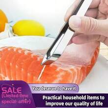 1/2/3pcs Stainless Steel Straight & Curved Tweezers, Turkey Feather Plucker, Fish Bone Tweezers, Hotel Supplies Fish Bone Tweezers, Poultry Plucker, Garlic Peeler, Vegetable Peeler, Multi-Function Stainless Steel Clamps, Kitchen Tools - View 4