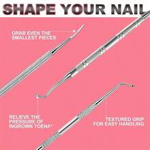 美甲修脚套装，双头卸甲器，嵌甲刮刀，修脚工具，趾甲及嵌甲处理工具，单包装指甲剃刀 - 彩色 - 查看 2