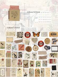 50pcs Retro Vintage Archive Stickers High-Quality DIY Journal Stickers Luggage & Scooter Decorations Personalized Laptop Stickers - Multicolor - View 3