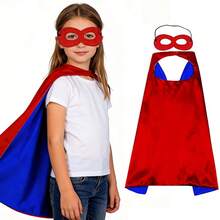 Hero Cloak & Mask Set, Kids Roleplay Costume Combo, Boys Superhero Dress Up, Holiday Party Outfit, Includes Reversible Hero Cloak & Hero Mask, Unisex, Girls Shawl, Halloween Costume, Birthday Gift, Holiday Gift, Party Favor, Halloween Gift, Christmas Gift, Surprise Gift - Multicolor - View 9