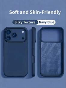 New Luxury Shock-Resistant Soft Case, Deep Blue, Compatible With IPhone 17/16/15 Pro/14 Plus/13/12/11/17 Pro Max/Air, Anti-Fall Smooth, Anti-Shock Design, Fashion Minimalist, Skin-Friendly Material. - Navy Blue - View 1