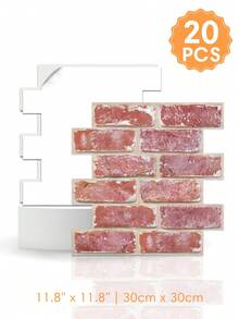 1/10/20片装仿砖纹自粘PVC墙板，3D装饰墙贴，11.8英寸 x 11.8英寸，防水耐热，适用于厨房、农舍、壁炉等场所。复古墙面装饰，室内装饰 - A - 查看 16