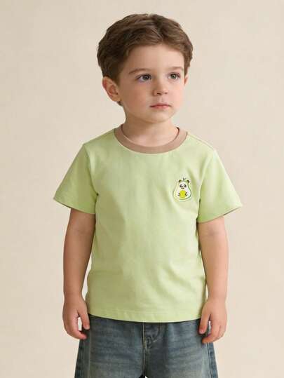 Balabala Unisex Short Sleeve T-Shirt, Classic Round Neck, Breathable Quick-Dry Fabric, Comfortable For Summer Wear