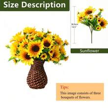 1 Bouquet Of 13 Artificial Sunflowers, Daisy Countryside Style, Suitable For Home Decor, Bedroom Decor, Mother's Day, Party Decor, Wedding, Wedding Decor, Bedroom Decor, Party Supplies, Wedding Decor, Living Room Decor, Gift For Her - Multicolor - View 8