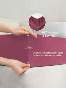Juego De Sábanas Matrimonial De Unicolor Supersuave 3000 Hilos, Tejido Suave Y Agradable Para La Piel, Transpirable Y Cómodo, 4 Piezas / (1 Forro, 1 Sábana/ 2 Fundas) - Rosa Fucsia - Ver 8