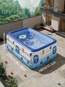 Large Inflatable Swimming Pool, Ocean Design, Cute PVC Material, Foldable & Portable, Suitable For Family Garden Parties And Backyard Entertainment, Yard Decor Pool, Colorful - Multicolor - View 15