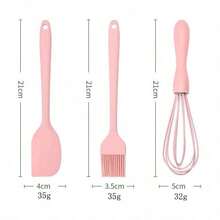 3pcs Heat-Resistant Silicone Baking Set, Including Spatula, Basting Brush, And Hand Whisk, Suitable For Home Baking - Multicolor - View 11